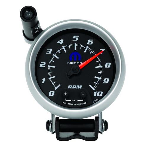 Autometer Gauge, Tach, 3 3/4", 10K Rpm, Pedestal W/ Ext. Quick-Lite, Black, Mopar, Mopar