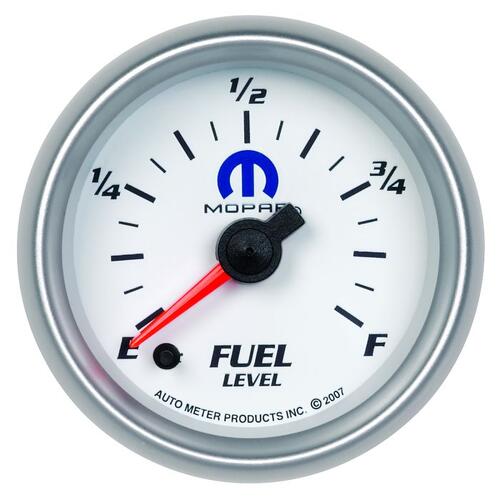 Autometer Gauge, Fuel Level, 2 1/16", 0-280Ω Programmable, White, Mopar, Mopar