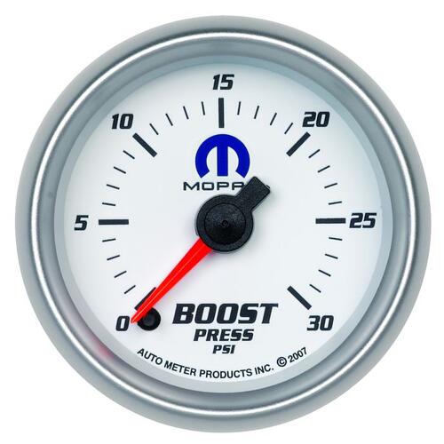 Autometer Gauge, Boost, 2 1/16", 30Psi, Digital Stepper Motor, White, Mopar, Mopar