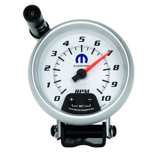 Autometer Gauge, Tachometer, 3 3/4", 10K Rpm, Pedestal W/ Ext. Quick-Lite, White, Mopar, Mopar