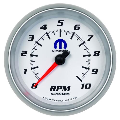 Autometer Gauge, Tachometer, 3 3/8", 10K Rpm, In-Dash, White, Mopar, Mopar