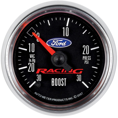 Autometer Gauge, For Ford Racing, Vacuum/Boost, 2 1/16 in., 30 in. Hg/30psi, Digital Stepper Motor, Each
