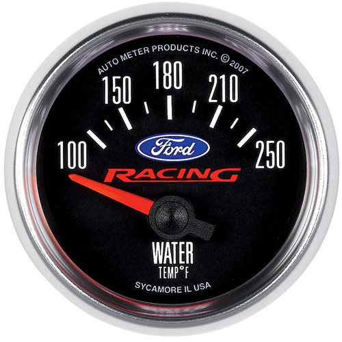 Autometer Gauge, For Ford Racing, Water Temperature, 2 1/16 in., 100-250 Degrees F, Electrical, Each