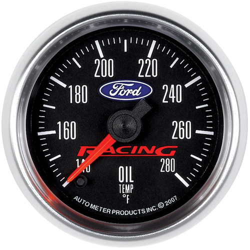 Autometer Gauge, For Ford Racing, Oil Temperature, 2 1/16 in., 140-280 Degrees F, Digital Stepper Motor, Each
