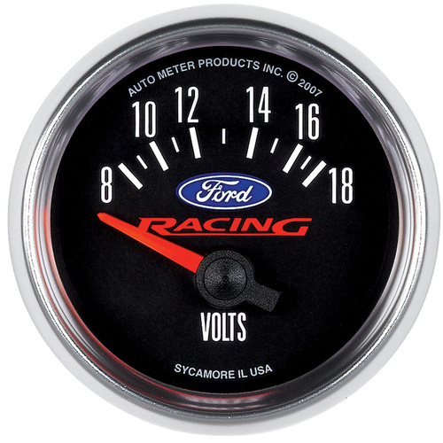 Autometer Gauge, For Ford Racing, Voltmeter, 2 1/16 in., 18V, Electrical, Each