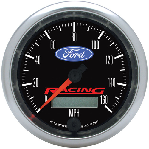 Autometer Gauge, For Ford Racing, Speedometer, 3 3/8 in., 160mph, Electric Programmable, Each