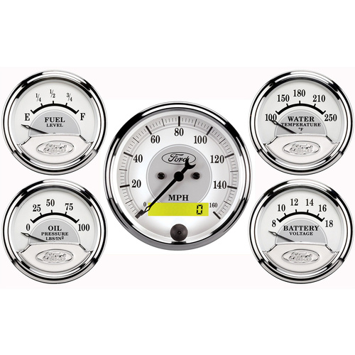 Autometer Gauge Kit, Speedometer, For Ford Masterpiece, 3 1/8 in. & 2 1/16 in., Electrical, Analog, Set of 5