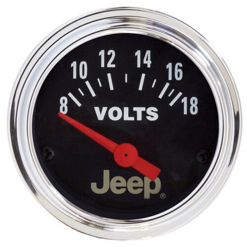 Autometer Gauge, Voltmeter, 2 1/16", 18V, Elec, Jeep, Jeep