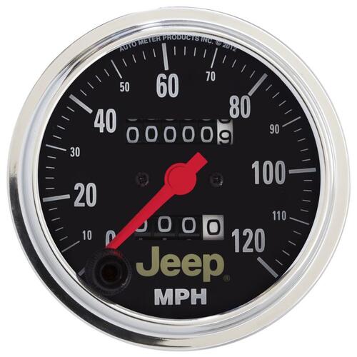 Autometer Gauge, Speedometer, 3 3/8", 120Mph, Mechanical, Jeep, Jeep