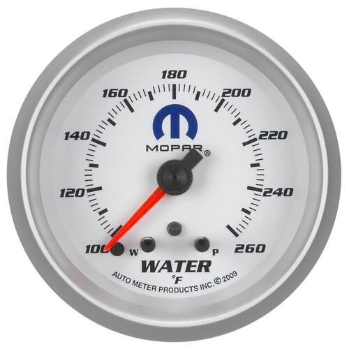 Autometer Gauge, Water Temp, 2 5/8", 260ºf, Stepper Motor W/ Peak & Warn, White, Mopar, Mopar