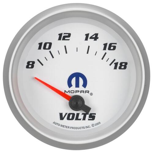Autometer Gauge, Voltmeter, 2 5/8", 18V, Electric, White, Mopar, Mopar