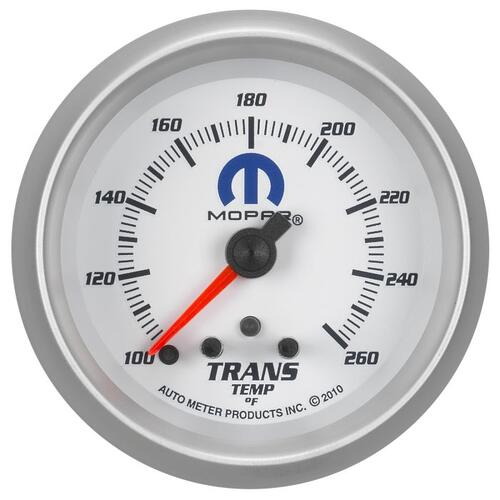 Autometer Gauge, Trans Temp, 2 5/8", 260ºf, Stepper Motor W/ Peak & Warn, White, Mopar, Mopar