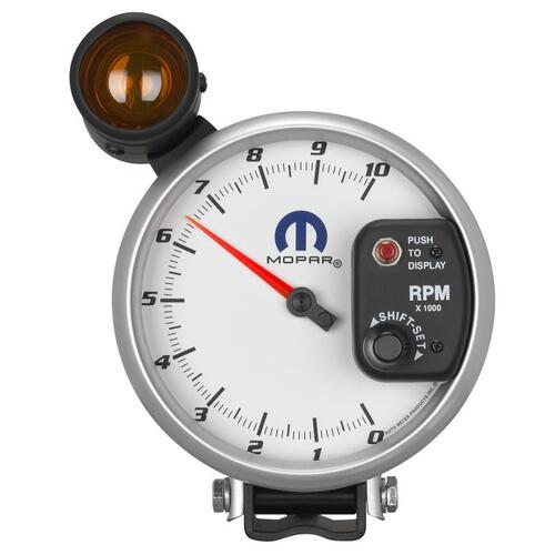 Autometer Gauge, Tach, 5", 10K Rpm, Pedestal W/Shift-Lite (Viper V10 / 2.5Ppr), Wht, Mopar, Mopar