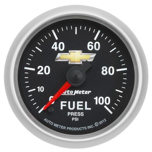 Autometer Gauge, Fuel Press, 2 1/16", 100Psi, Digital Stepper Motor, Chevy Gold Bowtie, Chevy Gold B