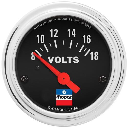 Autometer Gauge, Voltmeter, 2-1/16", 8-18 Volts, Elec, Mopar Classic, Mopar Classic