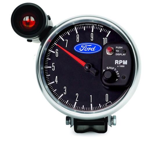 Autometer Gauge, Tachometer, 5", 10K Rpm, Pedestal W/ Ext. Shift-Lite, Ford, Ford