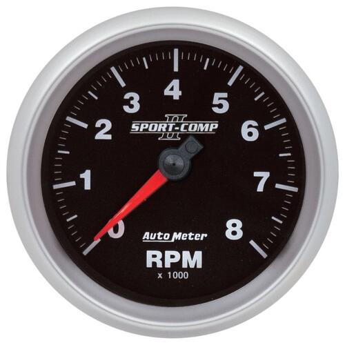 Autometer Gauge, Tachometer, 3 3/8", 8K Rpm, Spn 190, Sport-Comp Ii, Sport-Comp Ii