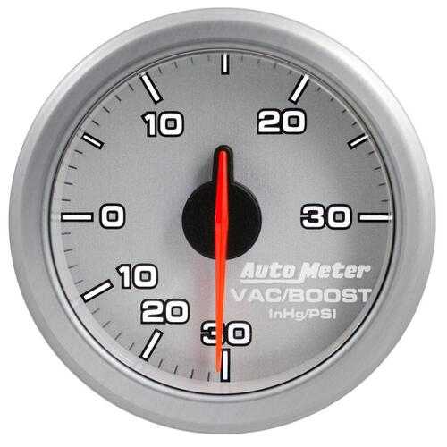 Autometer 2-1/16" Boost/Vac, 30 In Hg/30 Psi, Airdrive, Silver, Airdrive