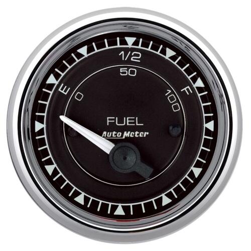 Autometer Gauge, Fuel Level, 2 1/16", 0Ωe To 90Ωf, Elec,  Chrono Chrome, Chrono