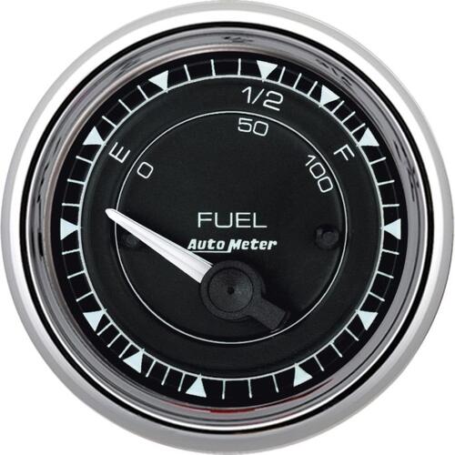 Autometer Gauge, Fuel Level, 2 1/16", 73Ωe To 10Ωf, Elec,  Chrono Chrome, Chrono