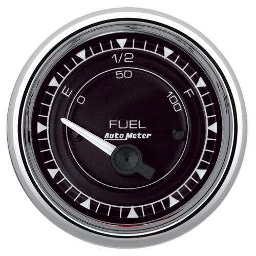 Autometer Gauge, Fuel Level, 2 1/16", 240Ωe To 33Ωf, Elec,  Chrono Chrome, Chrono