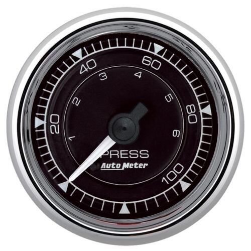 Autometer Gauge, Press, 2 1/16", 100Psi, Mech,  Chrono Chrome, Chrono