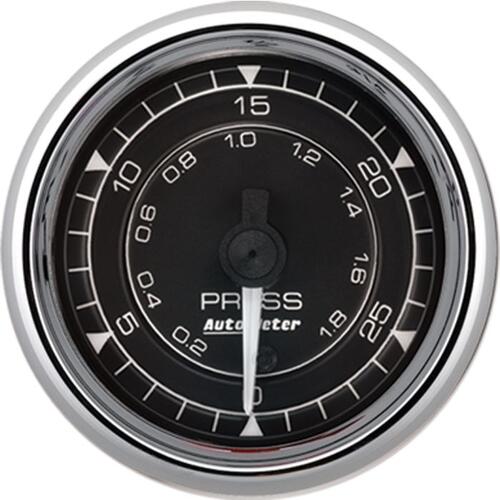 Autometer Gauge, Pressure, 2 1/16", 30Psi, Digital Stepper Motor, Chrono Chrome, Chrono