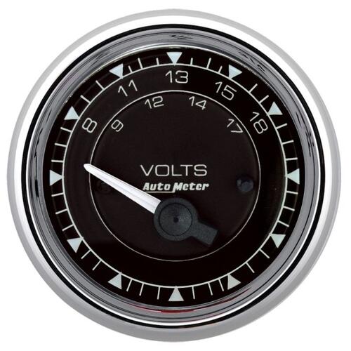 Autometer Gauge, Voltmeter, 2 1/16", 18V, Elec,  Chrono Chrome, Chrono