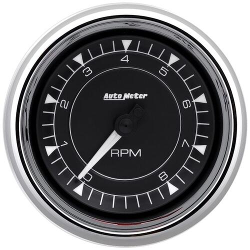 Autometer Gauge, Tachometer, 3 3/8", 8K Rpm, In-Dash, Chrono Chrome, Chrono