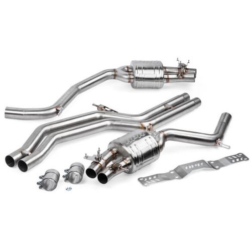 APR Exhaust System, Cat-Back, 2.75 in. Tubing Dia., 4.0 TFSI C7 RS6 and RS7, Stainless Steel, w/ Front Muffler, Kit