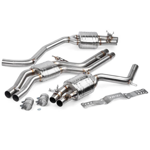 APR Exhaust System, Cat-Back, 2.75 in. Tubing Dia., 4.0 TFSI C7 RS6 and RS7, Stainless Steel, w/ Center Muffler, Kit