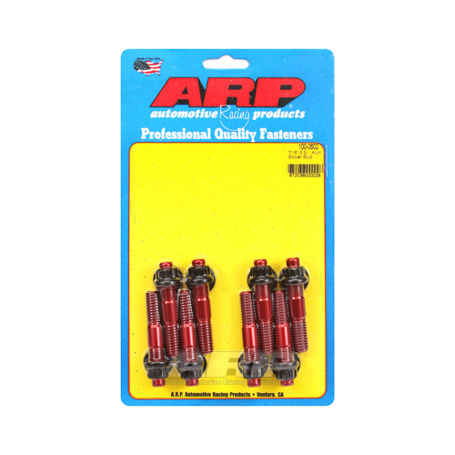 ARP Blower Studs, Break-Away, Aluminum, Red Anodized, 12-Point Nuts, 7/16 in. Diameter Studs, 2.5 in. Length, Set