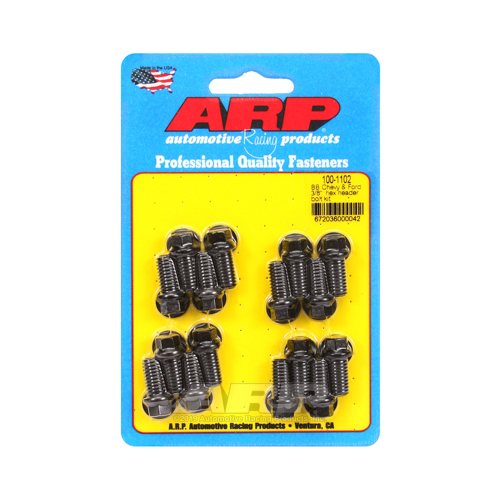 ARP Header Bolts, Hex Head, 3/8 in. Wrench, Custom 450, Black Oxide, For Chevrolet, For Ford, Set of 16