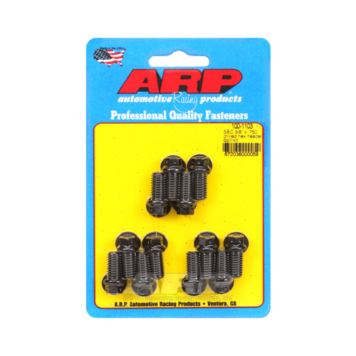 ARP Header Bolts, Hex Head, 3/8 in. Wrench, Drilled, Custom 450, Black Oxide, For Chevrolet, Small Block, Set of 12