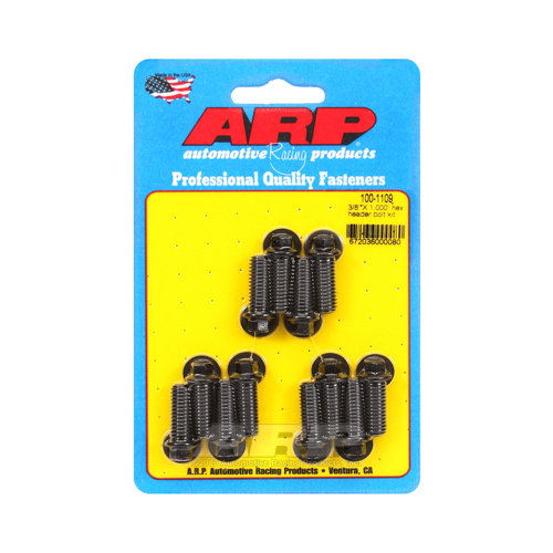 ARP Header Bolts, Hex Head, 5/16 in. Wrench, Custom 450, Black Oxide, 3/8 in.-16, 1.000 in. UHL, Set of 12
