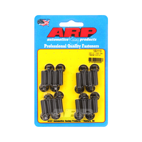 ARP Header Bolts, Hex Head, 5/16 in. Wrench, Steel, Black Oxide, 3/8 in.-16, 1.00 in. UHL, Set 16
