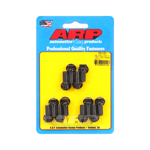 ARP Header Bolts, 12-Point, 3/8 in. Wrench, Custom 450, Black Oxide, For Chevrolet, Small Block, Set of 12