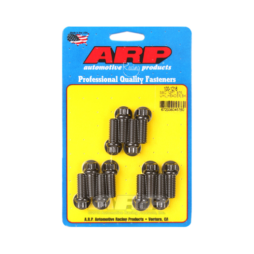 ARP Header Bolts, 12-Point, 3/8 in. Wrench, Custom 450, Black Oxide, 3/8 in.-12, 0.875 in. UHL, Set of 12