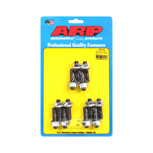 ARP Header Studs, Hex Nuts, Custom 450, Black Oxide, For Chevrolet Small Block, Set of 12