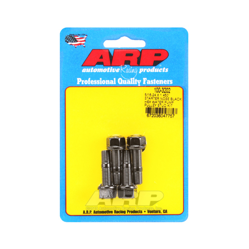 ARP Studs, Water Pump Pulley, Hex Head, 1/2 in. Wrench, 8740, Black Oxide, 5/16 in.-24 Thread, 1.45 in. OAL, Set of 4