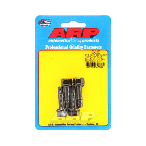 ARP Studs, Water Pump Pulley, Hex Head, 1/2 in. Wrench, 8740, Black Oxide, 5/16 in.-24 Thread, 1.5 in. OAL, Set of 4