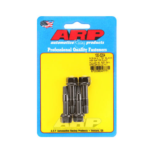 ARP Studs, Water Pump Pulley, Hex Head, 1/2 in. Wrench, 8740, Black Oxide, 5/16 in.-24 Thread, 1.75 in. OAL, Set of 4