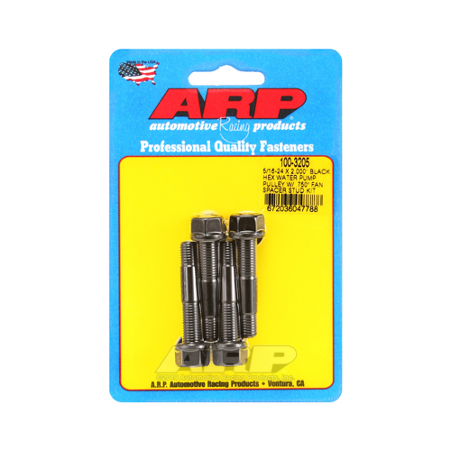 ARP Studs, Water Pump Pulley, Hex Head, 1/2 in. Wrench, 8740, Black Oxide, 5/16 in.-24 Thread, 2 in. OAL, Set of 4