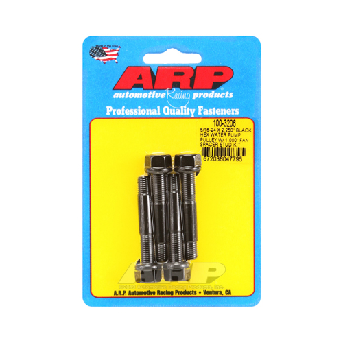 ARP Studs, Water Pump Pulley, Hex Head, 1/2 in. Wrench, 8740, Black Oxide, 5/16 in.-24 Thread, 2.25 in. OAL, Set of 4