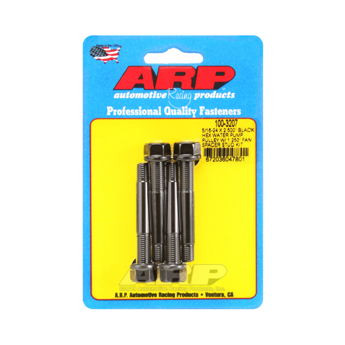 ARP Studs, Water Pump Pulley, Hex Head, 1/2 in. Wrench, 8740, Black Oxide, 5/16 in.-24 Thread, 2.5 in. OAL, Set of 4