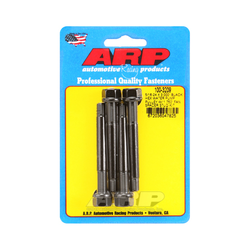 ARP Studs, Water Pump Pulley, Hex Head, 1/2 in. Wrench, 8740, Black Oxide, 5/16 in.-24 Thread, 3 in. OAL, Set of 4