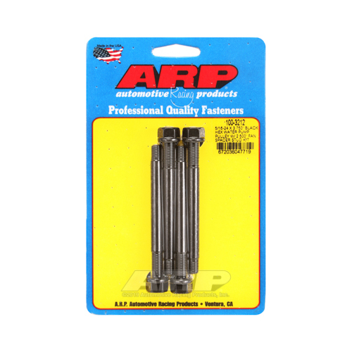 ARP Studs, Water Pump Pulley, Hex Head, 1/2 in. Wrench, 8740, Black Oxide, 5/16 in.-24 Thread, 3.75 in. OAL, Set of 4