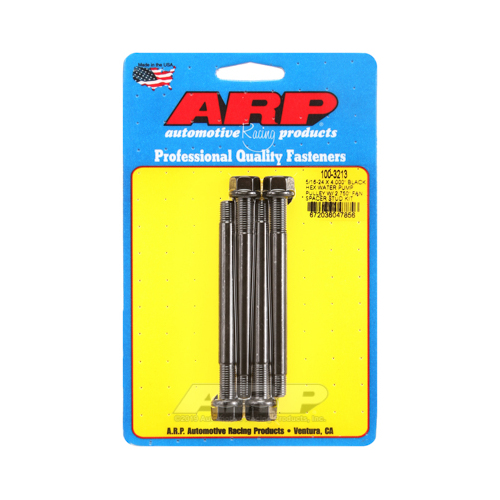 ARP Studs, Water Pump Pulley, Hex Head, 1/2 in. Wrench, 8740, Black Oxide, 5/16 in.-24 Thread, 4 in. OAL, Set of 4