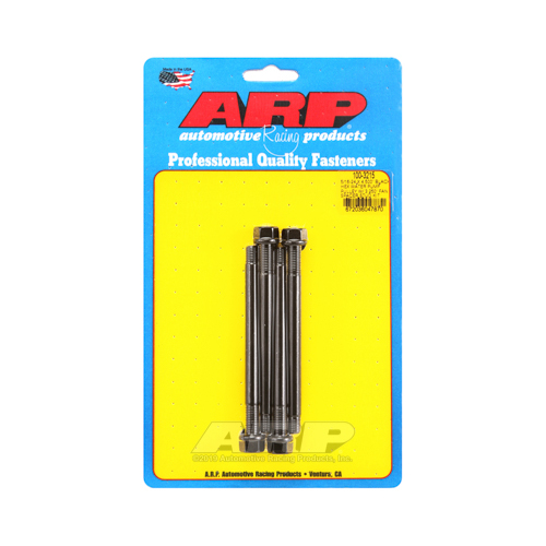 ARP Studs, Water Pump Pulley, Hex Head, 1/2 in. Wrench, 8740, Black Oxide, 5/16 in.-24 Thread, 4.5 in. OAL, Set of 4