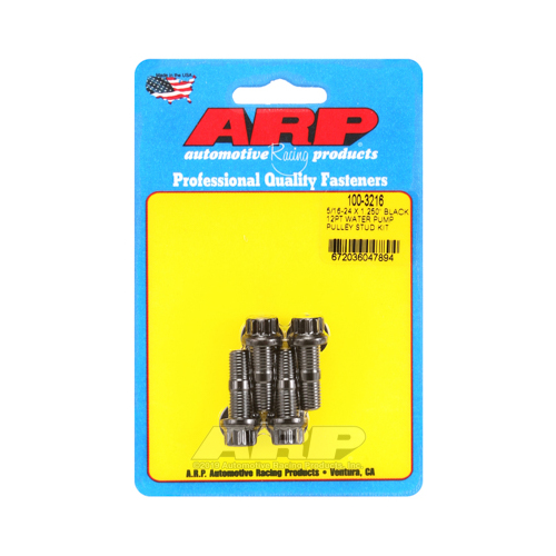 ARP Studs, Water Pump Pulley, 12-point Head, 3/8 in. Wrench, 8740, Black Oxide, 5/16 in.-24 Thread, 1.25 in. OAL, Set of 4